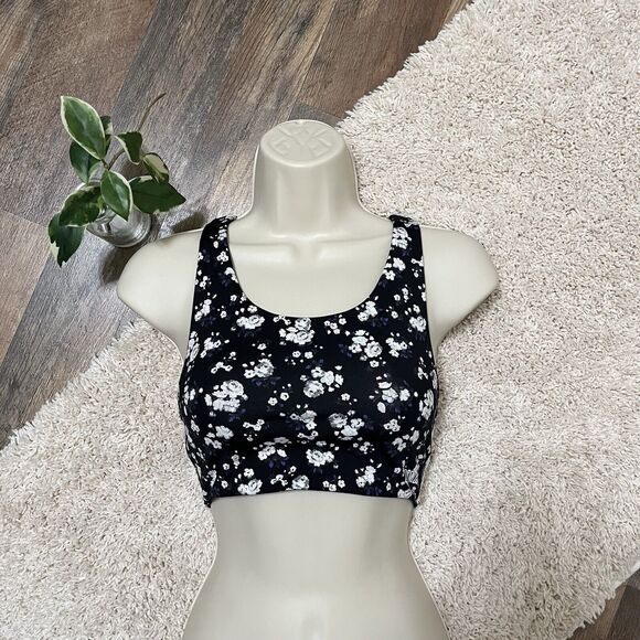 Victoria's Secret PINK Ultimate Small Floral Neon Yellow Lace Up Sports Bra - Picture 2 of 8